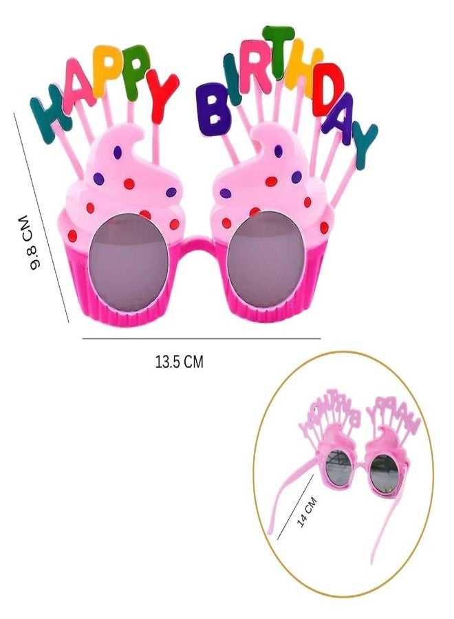 we3 Birthday Party Decorative Goggles Eyewear for Kids & Adults Colorful Plastic Goggles with Happy Birthday Design Fun and Photo Booth Props (Pack Of 4, Pink) - Image 2